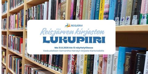 Reisjärven kirjaston lukupiiri ma 31.8.2026 klo 13 näyttelytilassa. Keskustellaan Samantha Harveyn kirjasta Kiertoradalla.